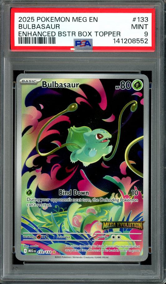 PSA 9 Bulbasaur Box Topper (133/132) [Mega Evolution)