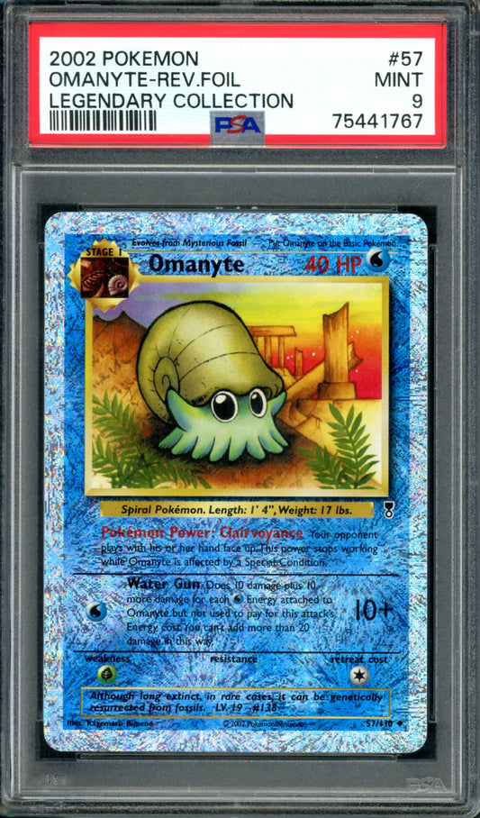 PSA 9 Omanyte Reverse Holo (57/110) [Legendary Collection]