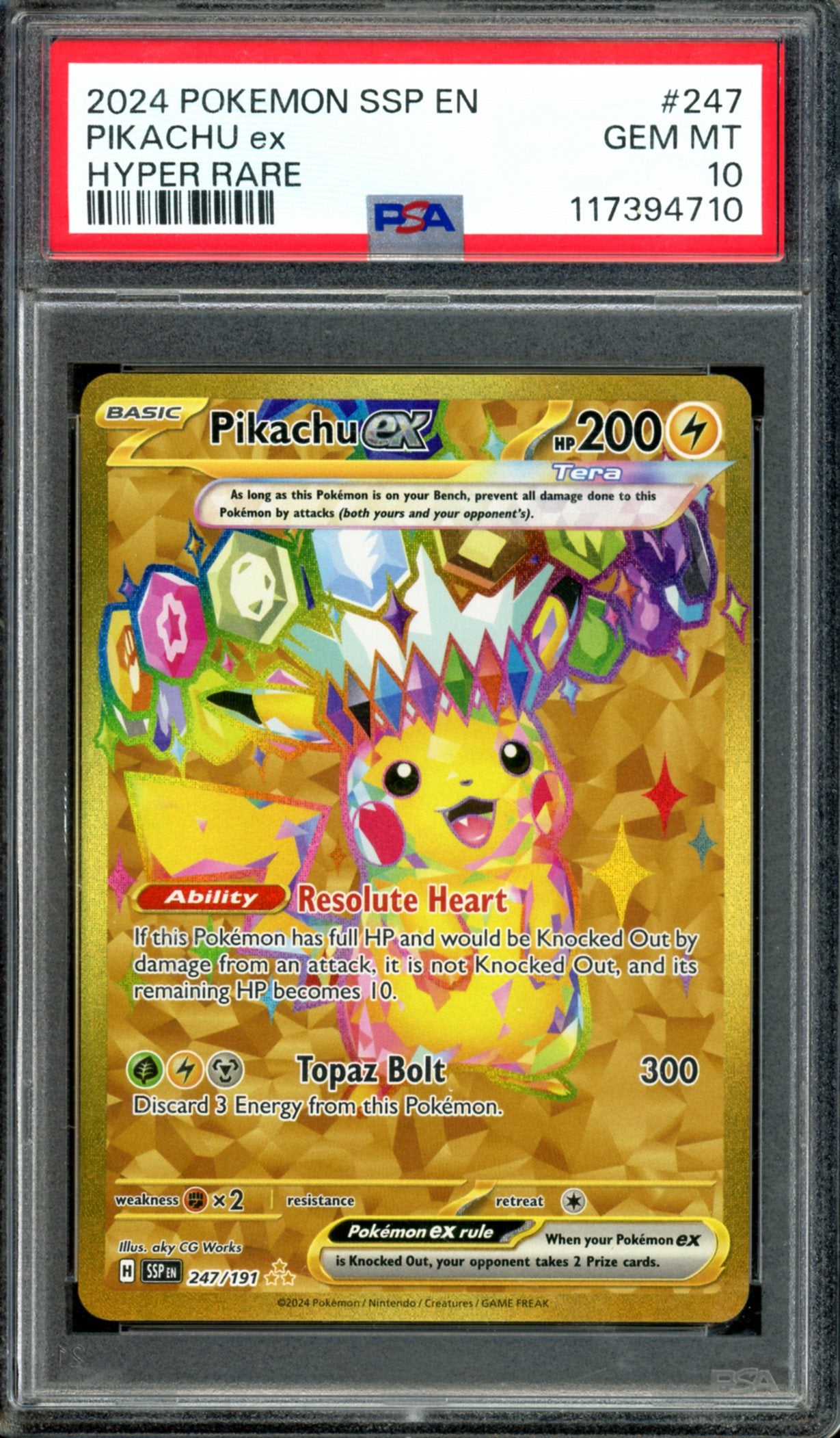 PSA 10 Pikachu EX (247/191) [Surging Sparks]