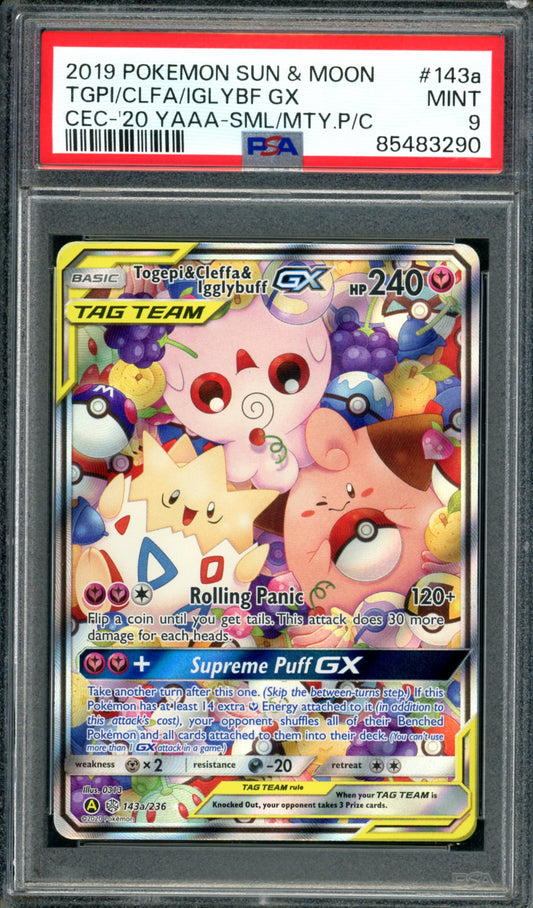PSA 9 Togepi Cleffa Igglybuff GX (143a/236) [Alternate Art]