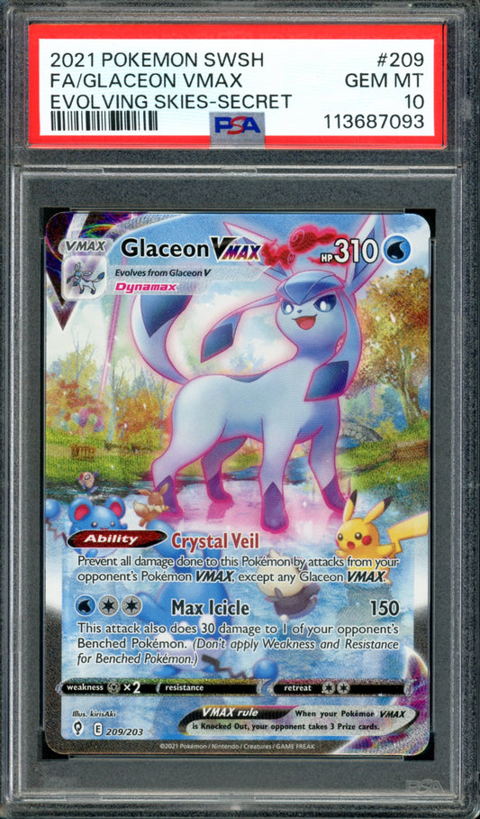 PSA 10 Glaceon VMAX (209/203) [Evolving Skies]