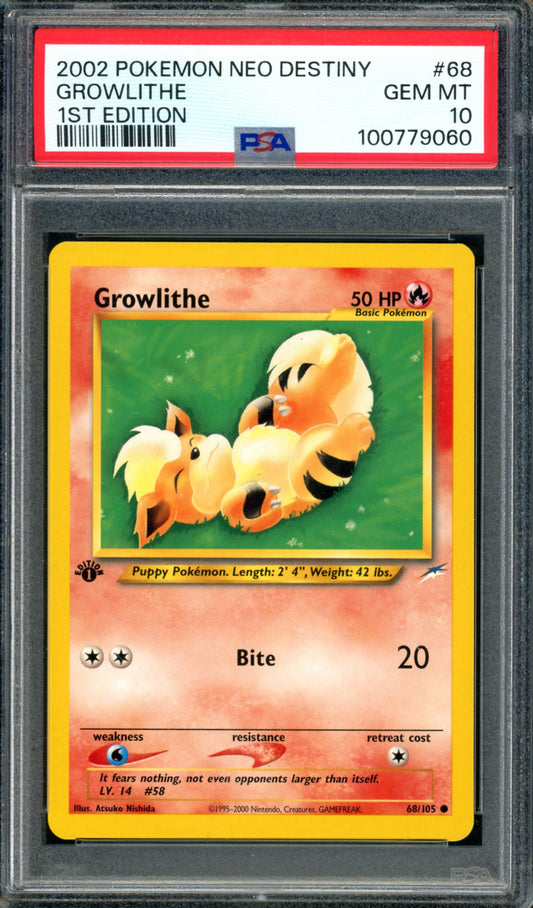 PSA 10 1st Edition Growlithe (68/105) [Neo Destiny]