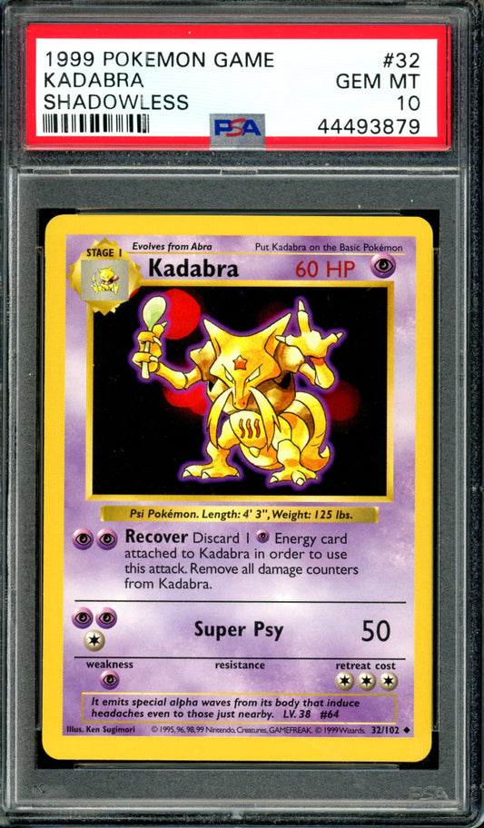 PSA 10 Shadowless Kadabra (32/102) [Base Set]