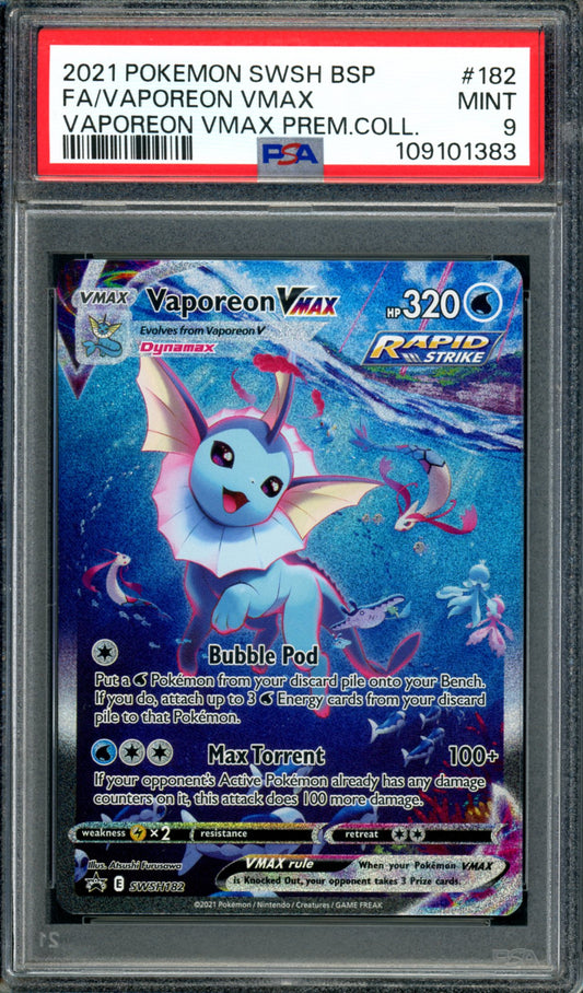 PSA 9 Vaporeon VMAX (SWSH182) [Black Star Promo]