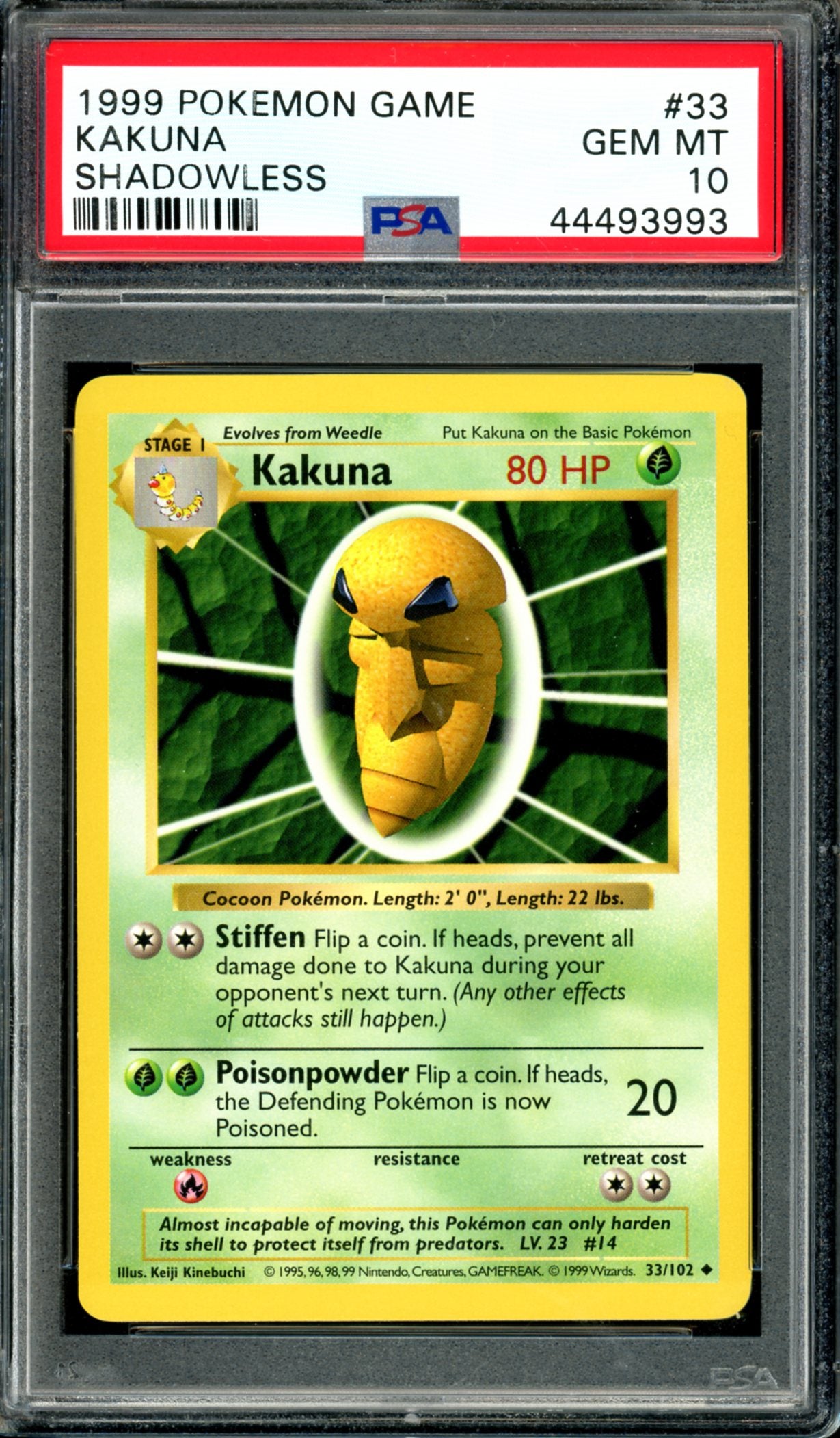 PSA 10 Shadowless Kakuna (33/102) [Base Set]