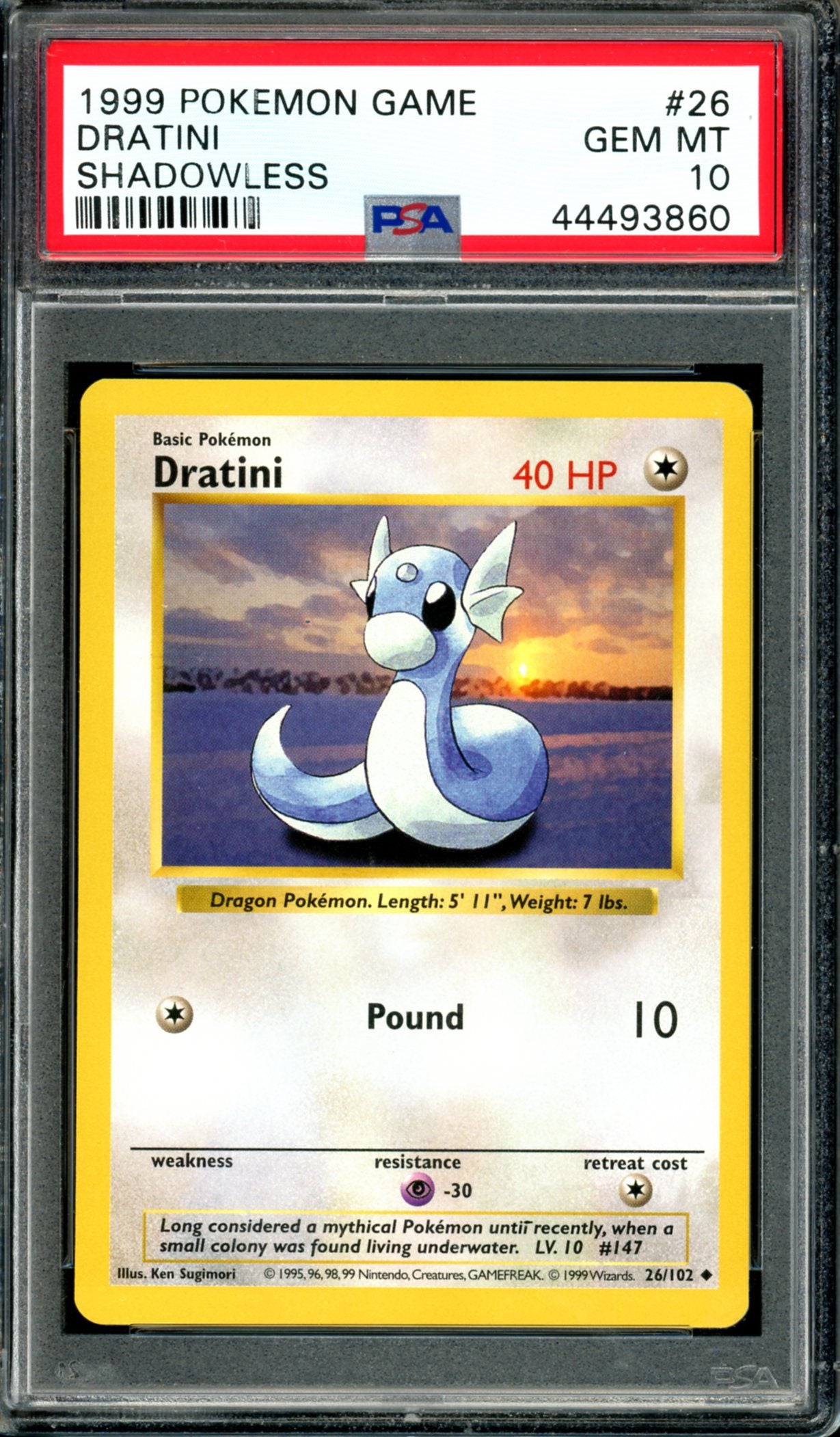 PSA 10 Shadowless Dratini (26/102) [Base Set]