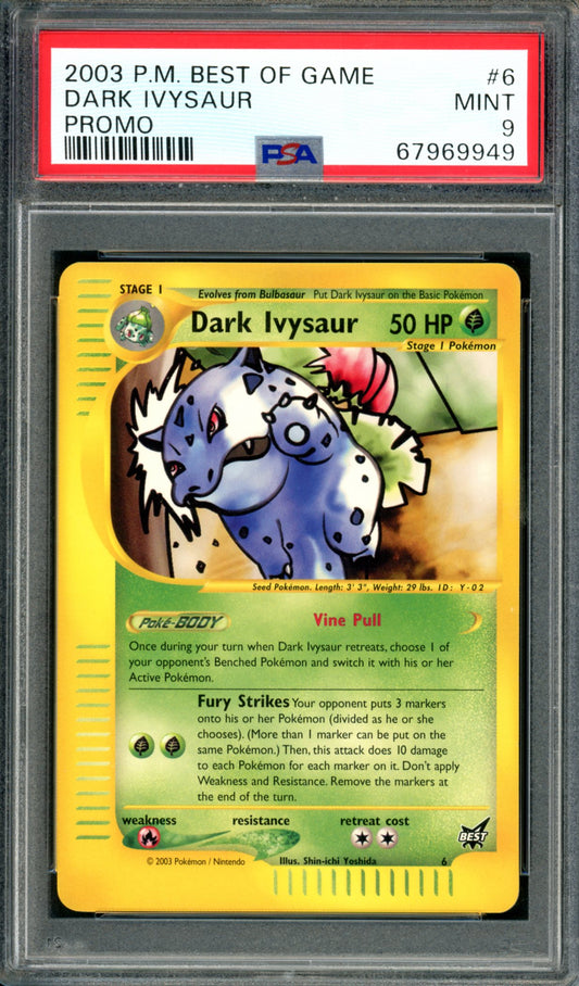 PSA 9 Dark Ivysaur (6) [Black Star Promo]