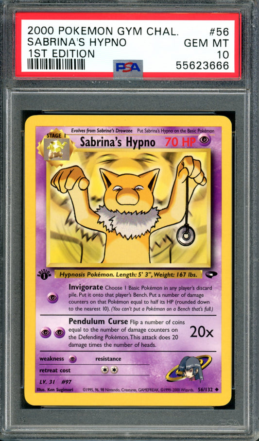 PSA 10 1st Edition Sabrina's Hypno (56/132) [Gym Challenge]