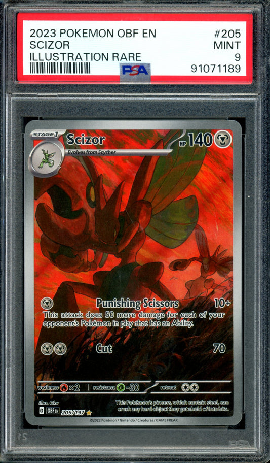 PSA 9 Scizor (205/197) [Obsidian Flames]