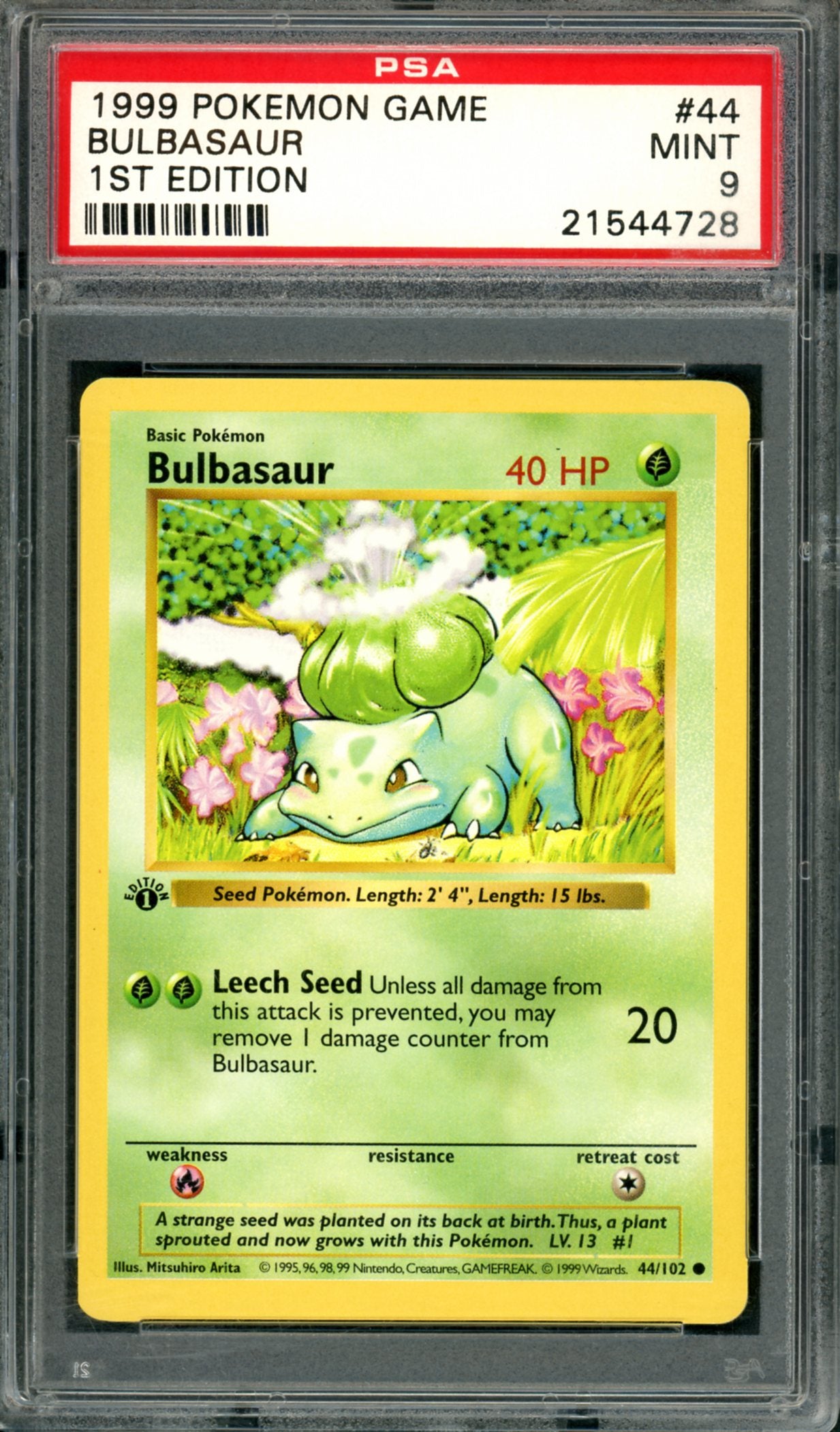 PSA 9 1st Edition Bulbasaur (44/102) [Base Set]
