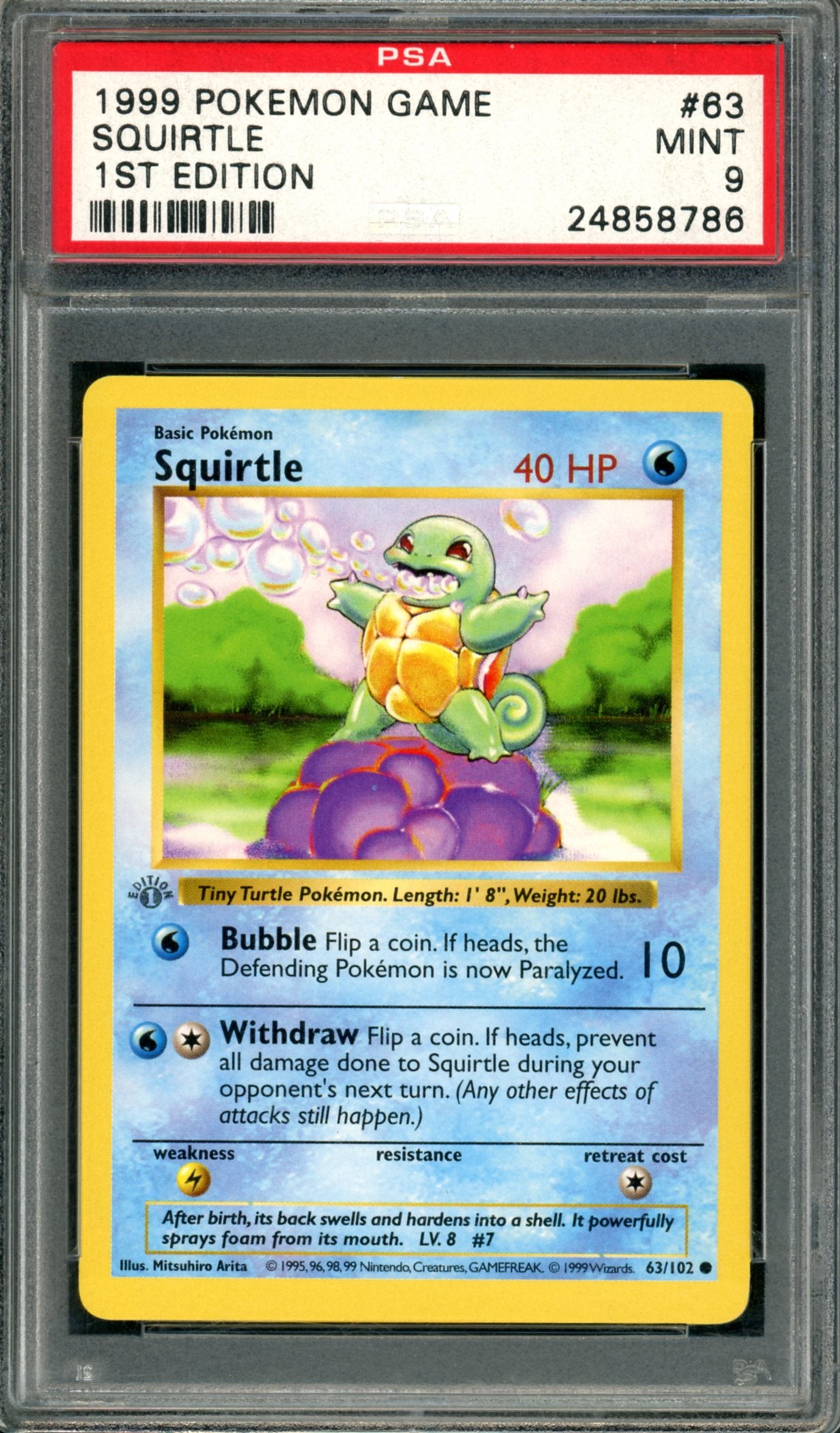 PSA 9 1st Edition Squirtle (63/102) [Base Set]