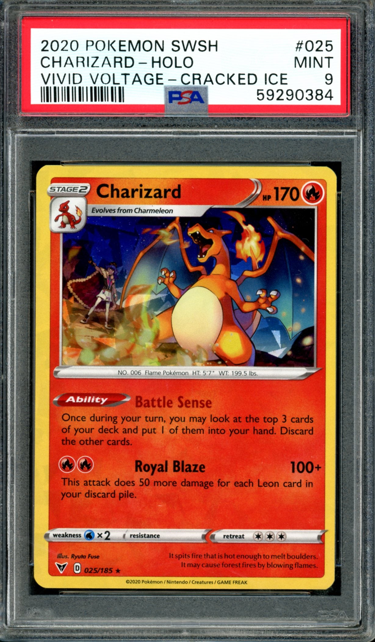 PSA 9 Charizard Cracked Ice (25/185) [Vivid Voltage]