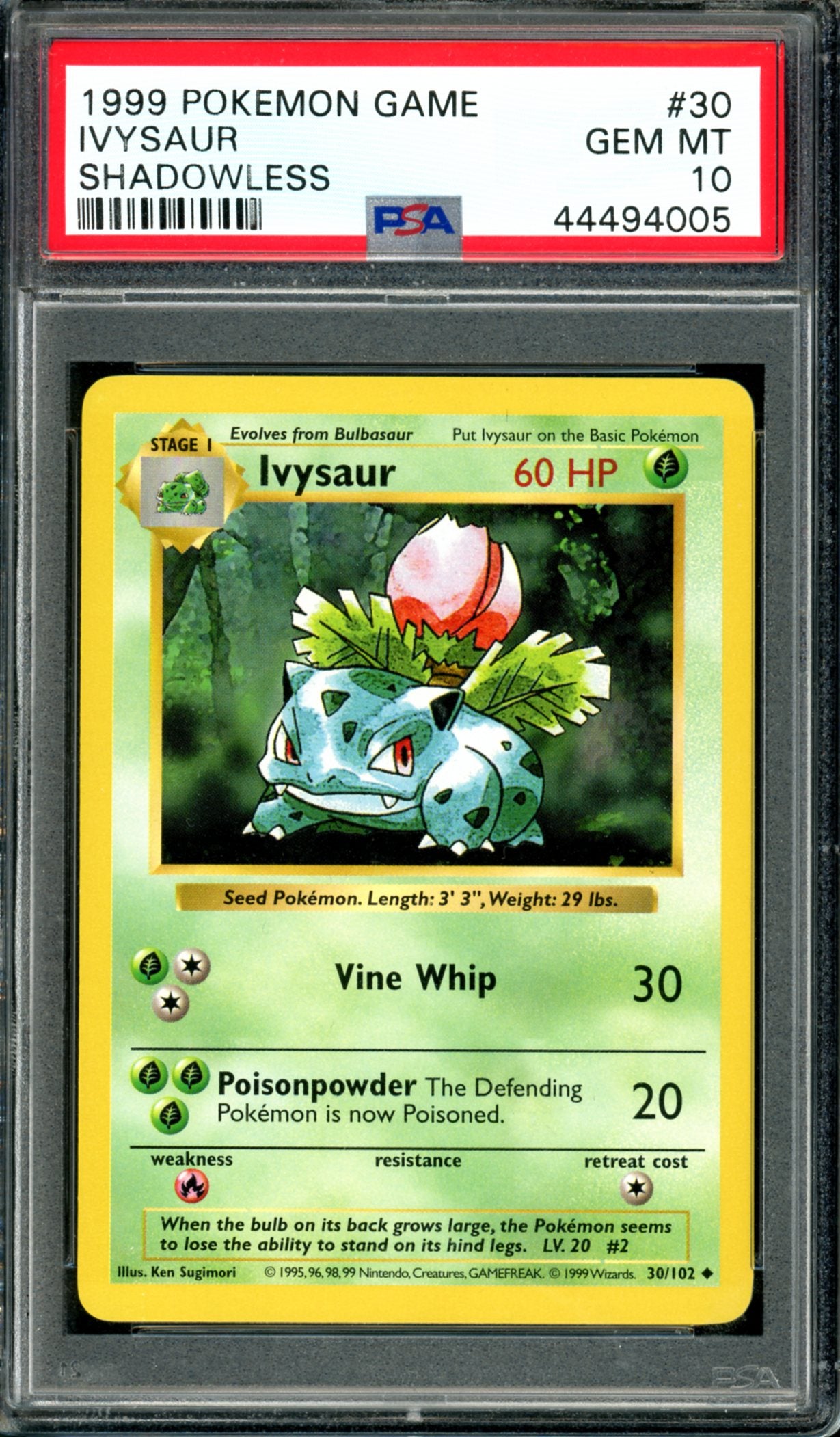 PSA 10 Shadowless Ivysaur (30/102) [Base Set]