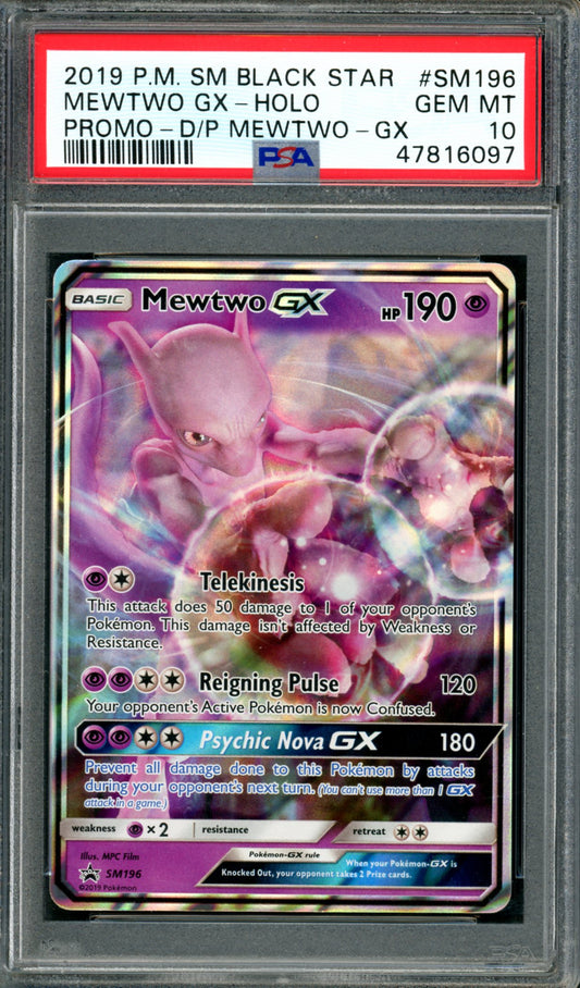 PSA 10 Mewtwo GX (SM196) [Black Star Promo]