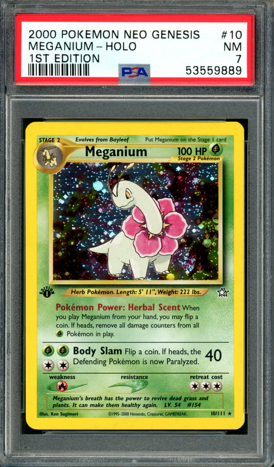 PSA 7 1st Edition Meganium (10/111) [Neo Genesis]