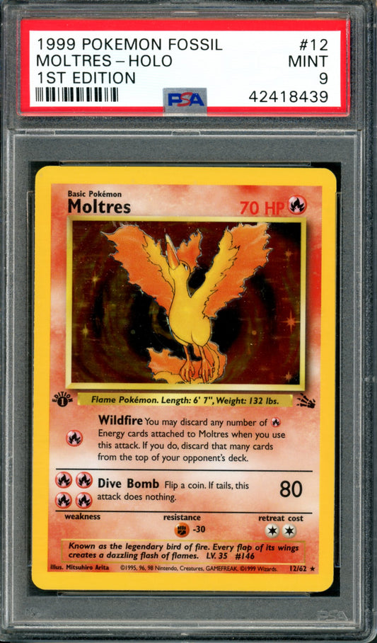 PSA 9 1st Edition Moltres (12/62) [Fossil]