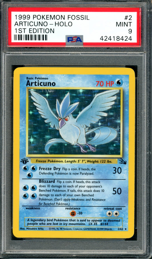 PSA 9 1st Edition Articuno (2/62) [Fossil]