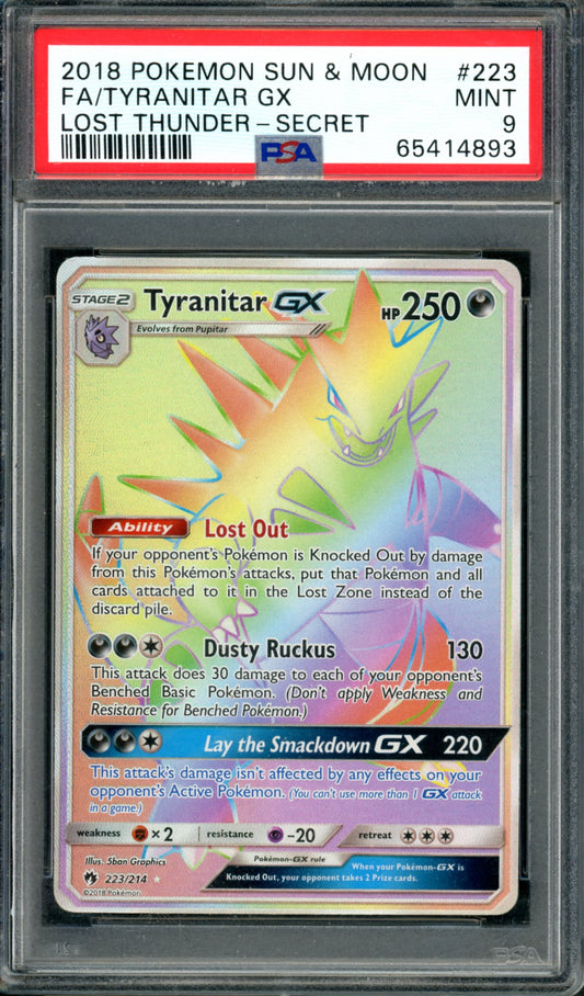 PSA 9 Tyranitar GX (223/214) [Lost Thunder]