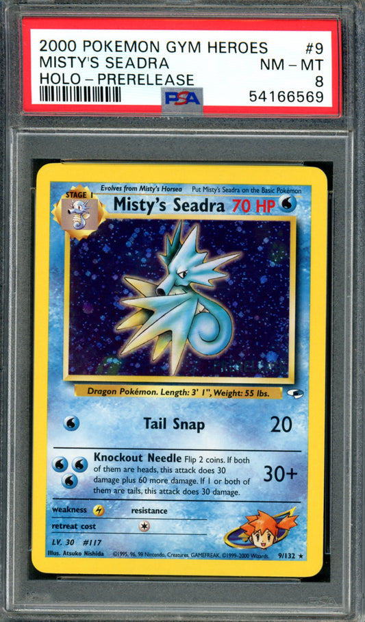 PSA 8 Misty's Seadra Prerelease (9/132) [Gym Heroes]