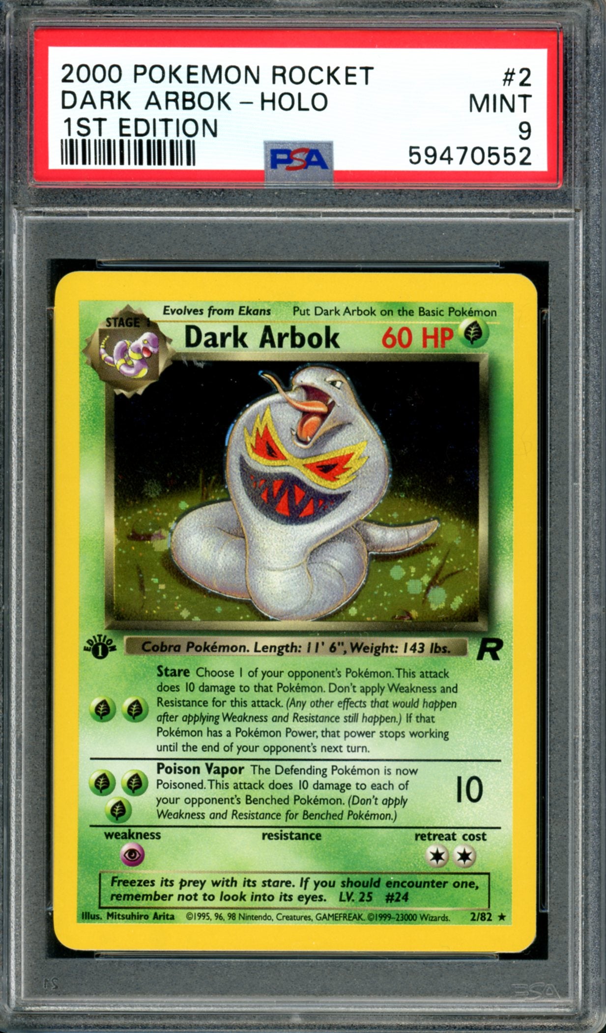 PSA 9 1st Edition Dark Arbok (2/82) [Team Rocket]