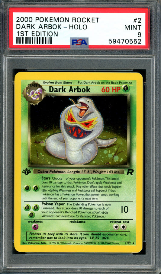 PSA 9 1st Edition Dark Arbok (2/82) [Team Rocket]