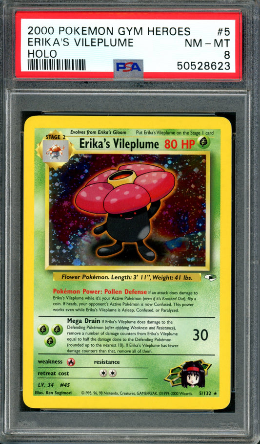 PSA 8 Erika's Vileplume (5/132) [Gym Heroes]