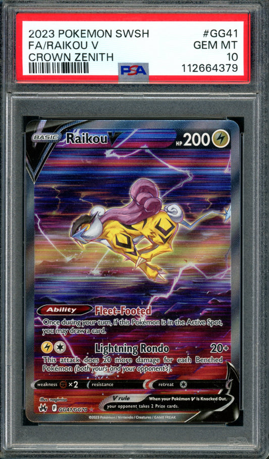 PSA 10 Raikou V (GG41/GG70) [Crown Zenith]