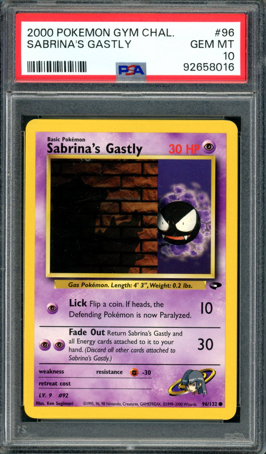 PSA 10 Sabrina's Gastly (96/132) [Gym Challenge]
