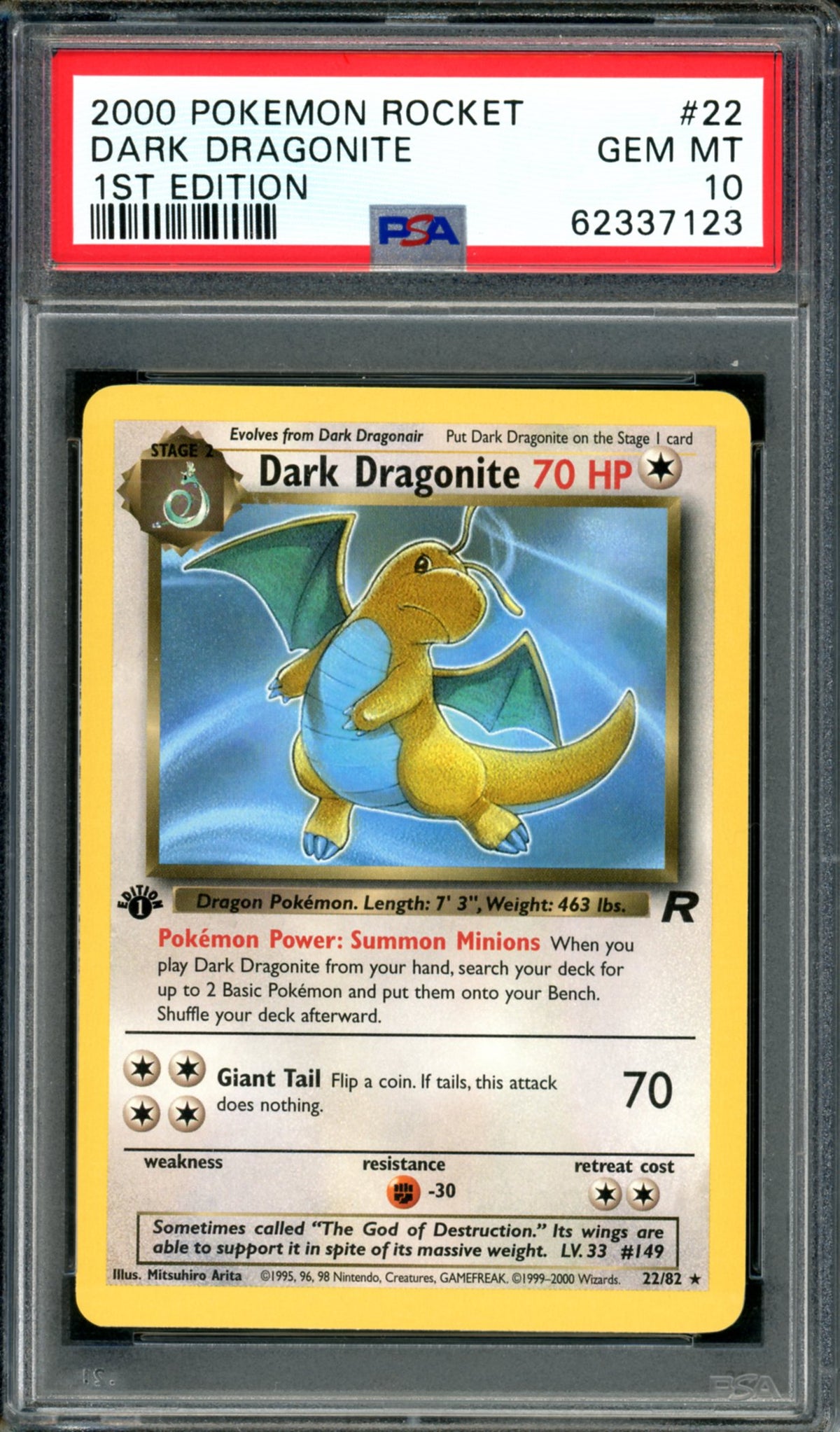 PSA 10 1st Edition Dark Dragonite (22/82) [Team Rocket]