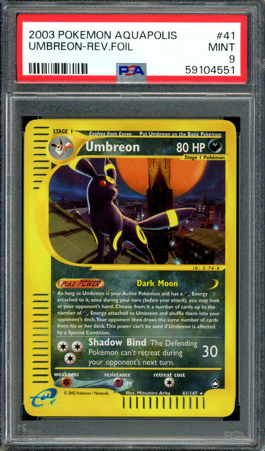 PSA 9 Umbreon Reverse Holo (41/147) [Aquapolis]