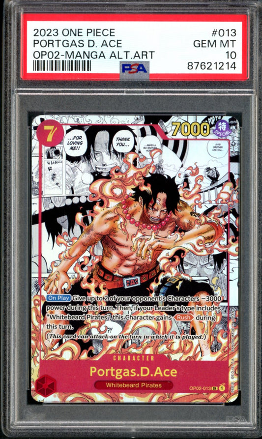 PSA 10 Portgas.D.Ace Manga Alternate Art (OP02-013) [Paramount War]