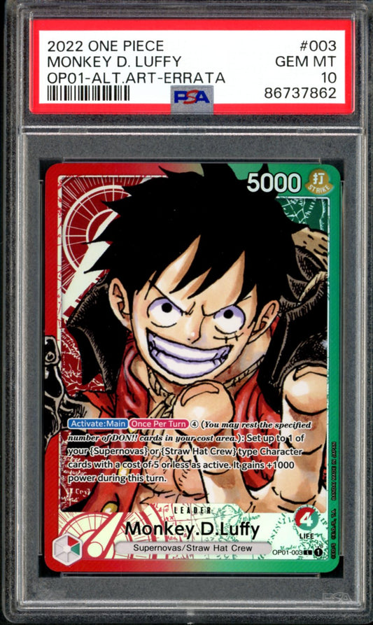 PSA 10 Monkey.D.Luffy Alternate Art (OP01-003) [Romance Dawn]