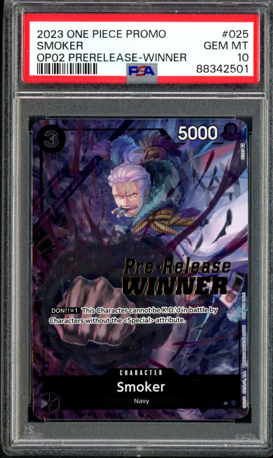 PSA 10 Smoker Pre-Release Winner (P-025) [OP02 Pre-Release]