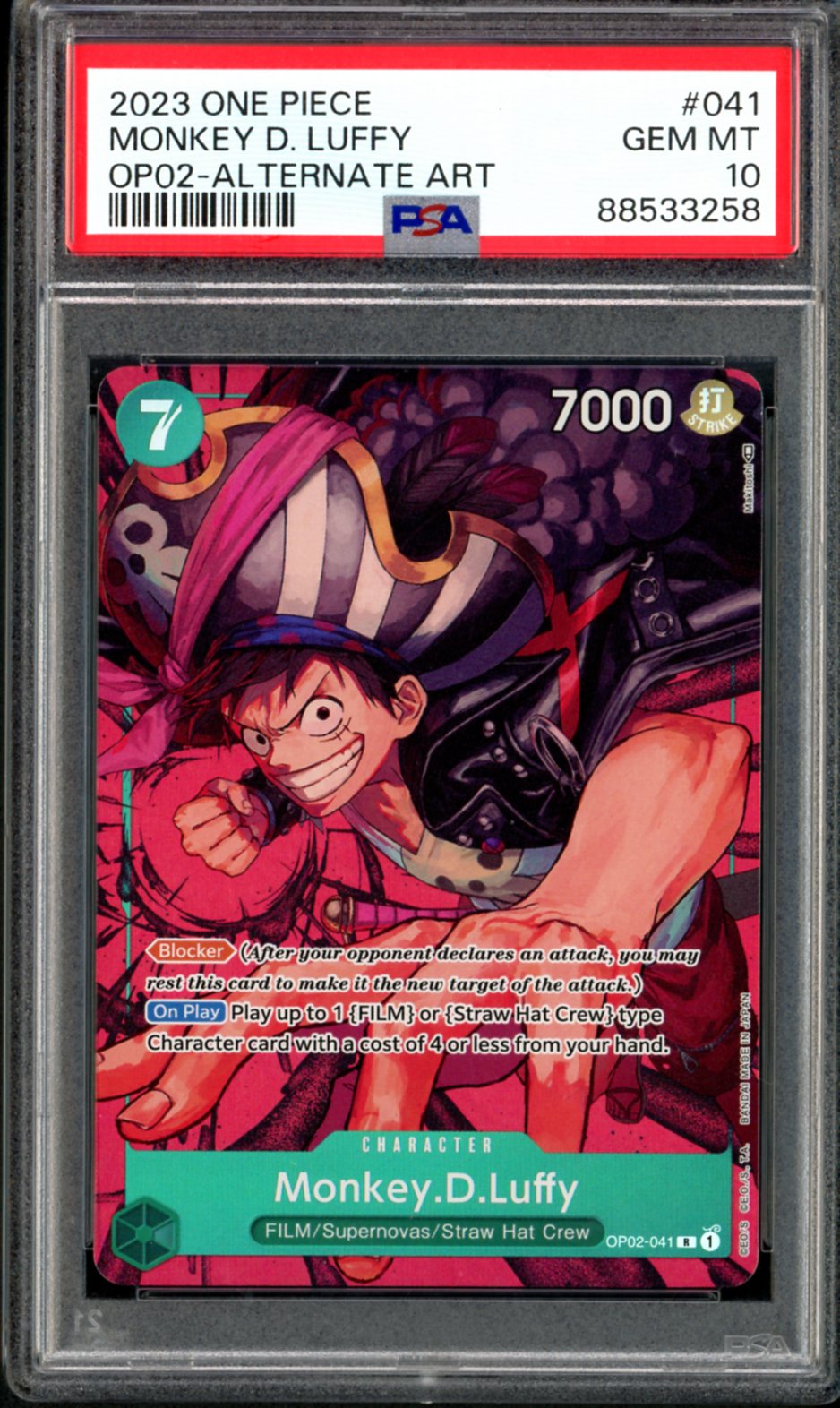 PSA 10 Monkey.D.Luffy Alternate Art (OP02-041) [Paramount War]