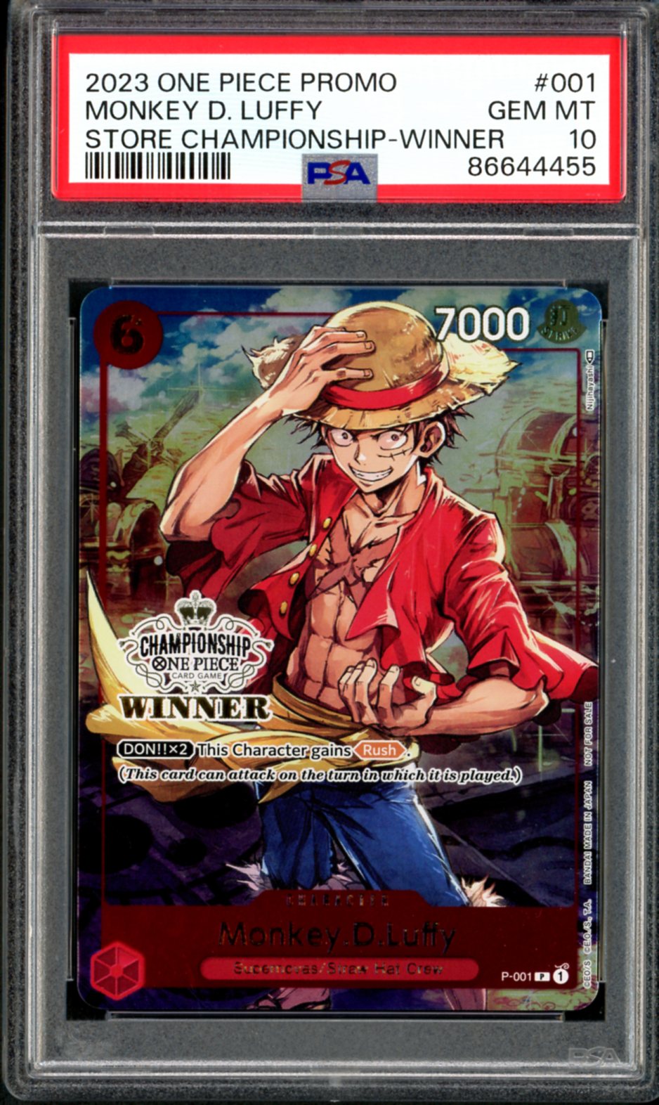 PSA 10 Monkey.D.Luffy (P-001) [Store Championship Winner]