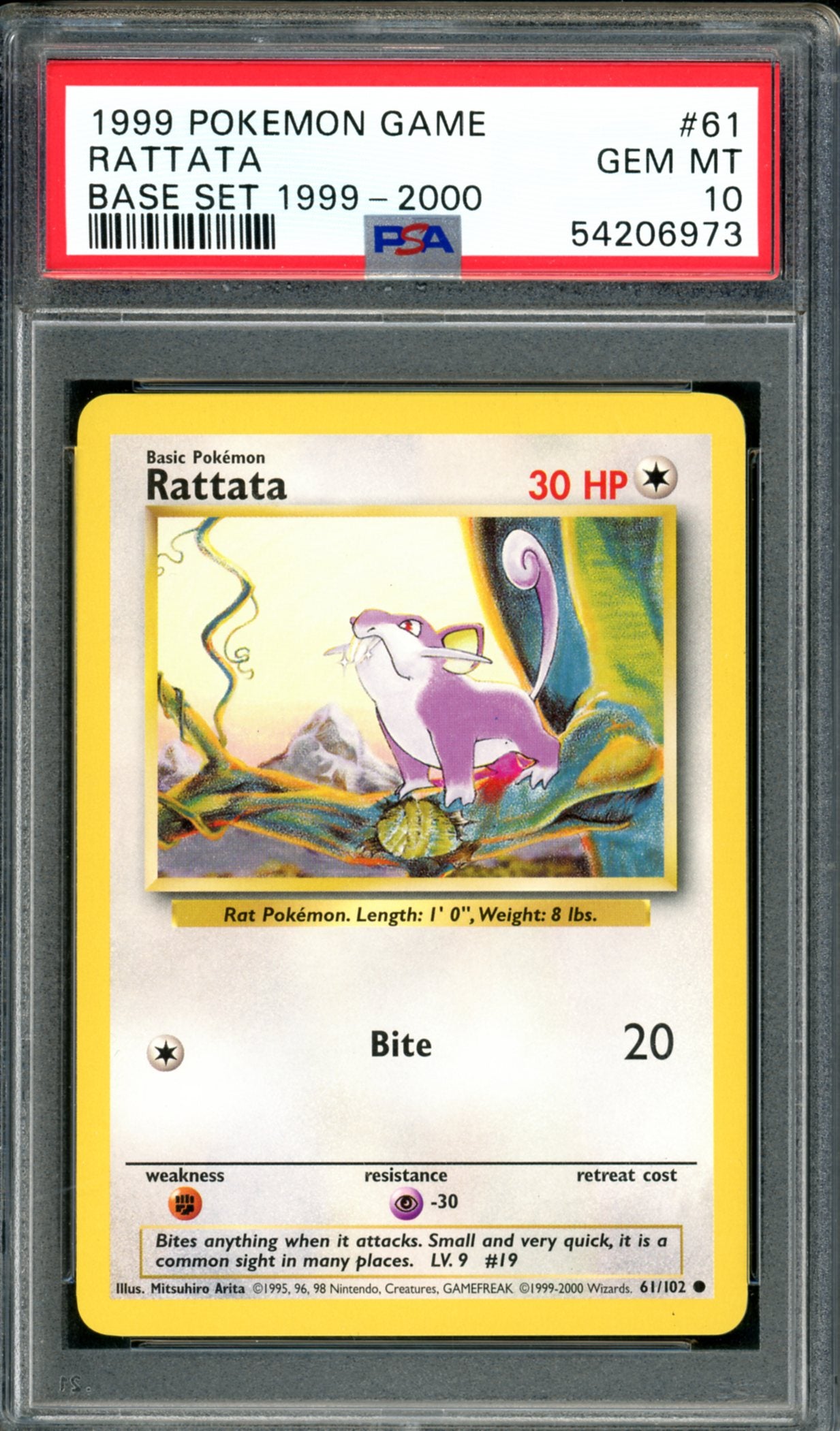 PSA 10 Fourth Print Rattata (61/102) [Base Set]