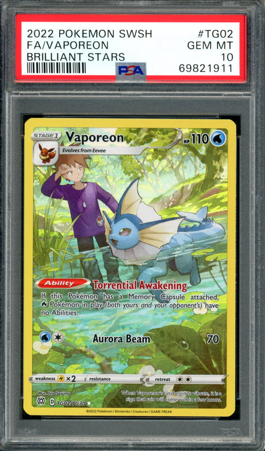 PSA 10 Vaporeon (TG02/TG30) [Brilliant Stars]