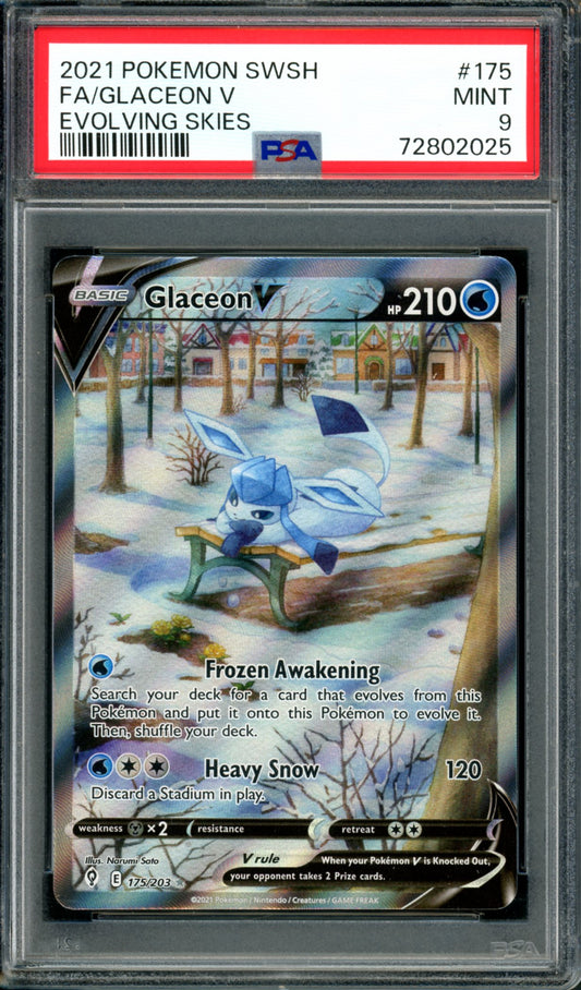 PSA 9 Glaceon V (175/203) [Evolving Skies]
