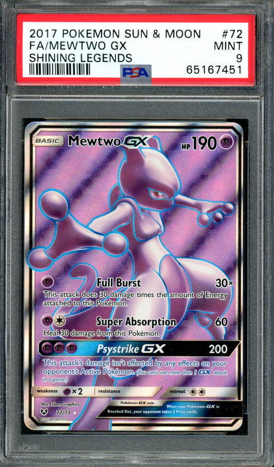 PSA 9 Mewtwo GX (72/72) [Shining Legends]