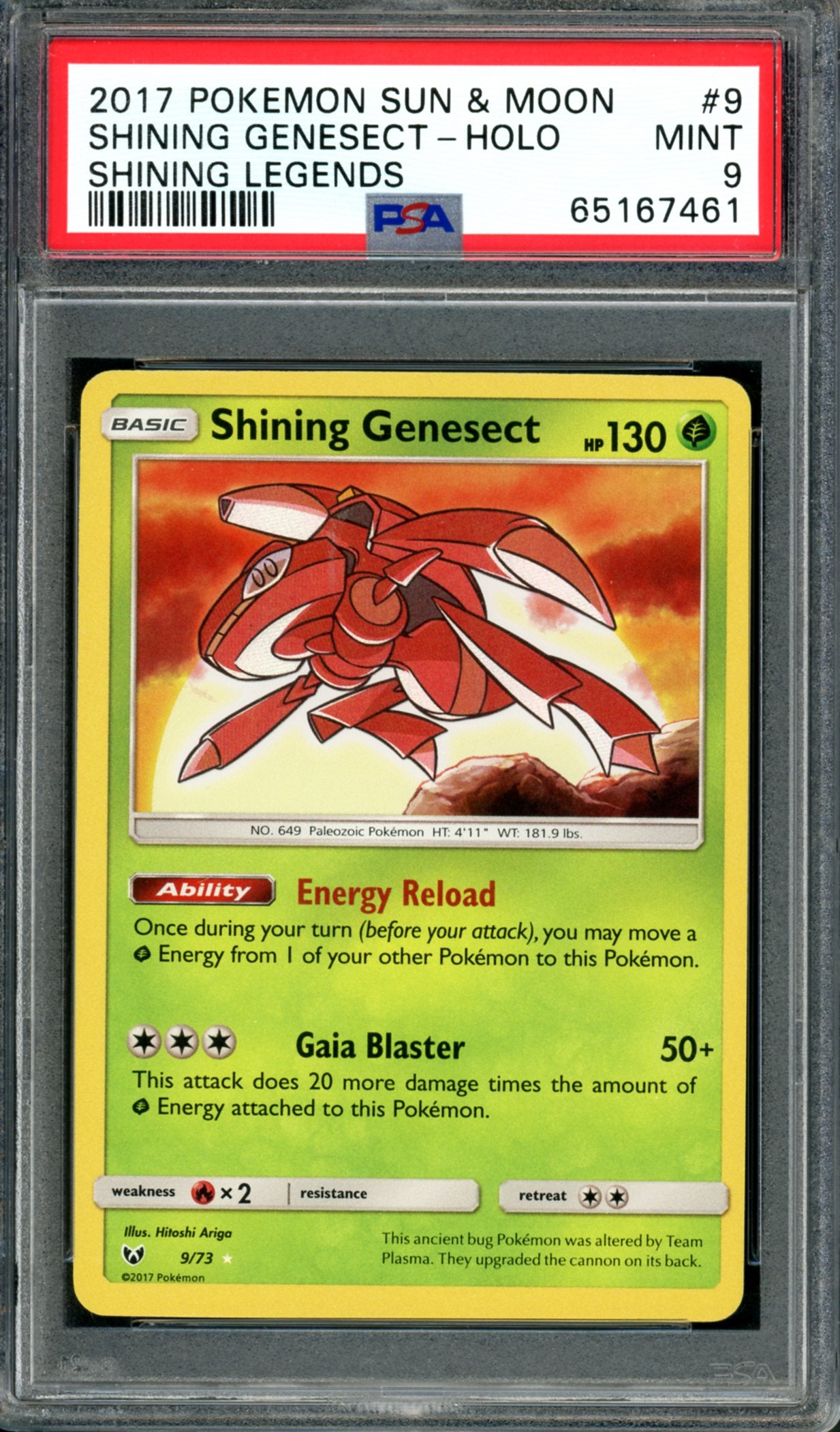 PSA 9 Shining Genesect (9/72) [Shining Legends]