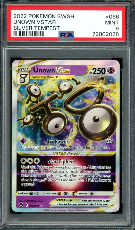 PSA 9 Unown VSTAR (66/195) [Silver Tempest]