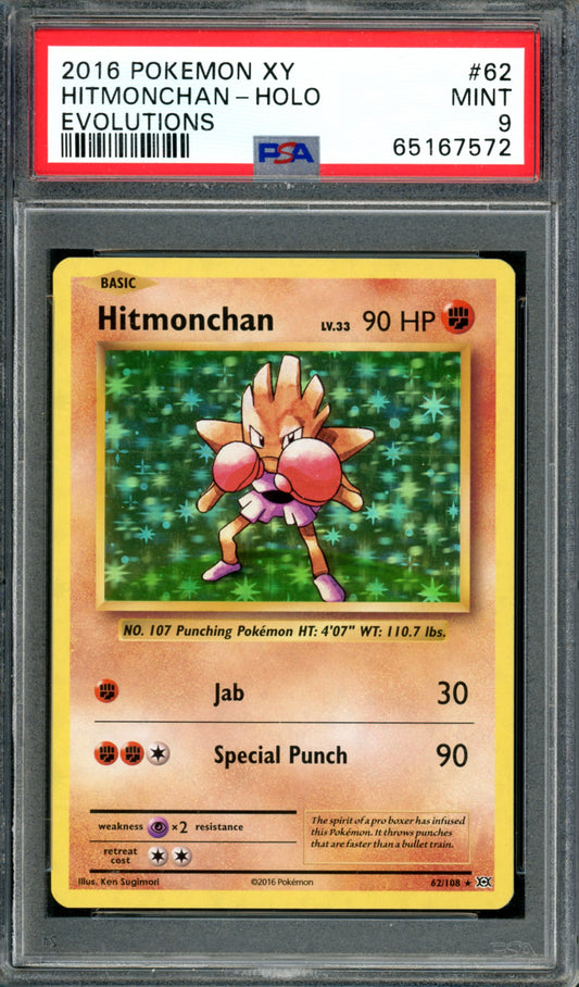 PSA 9 Hitmonchan (62/108) [Evolutions]