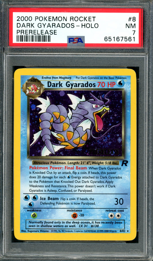 PSA 7 Prerelease Dark Gyarados (8/82) [Team Rocket]
