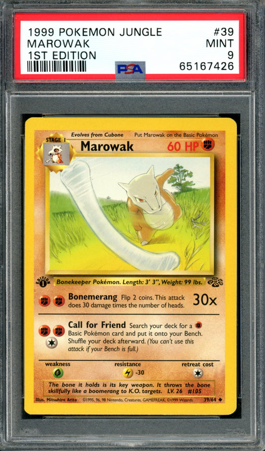 PSA 9 1st Edition Marowak (39/64) [Jungle]