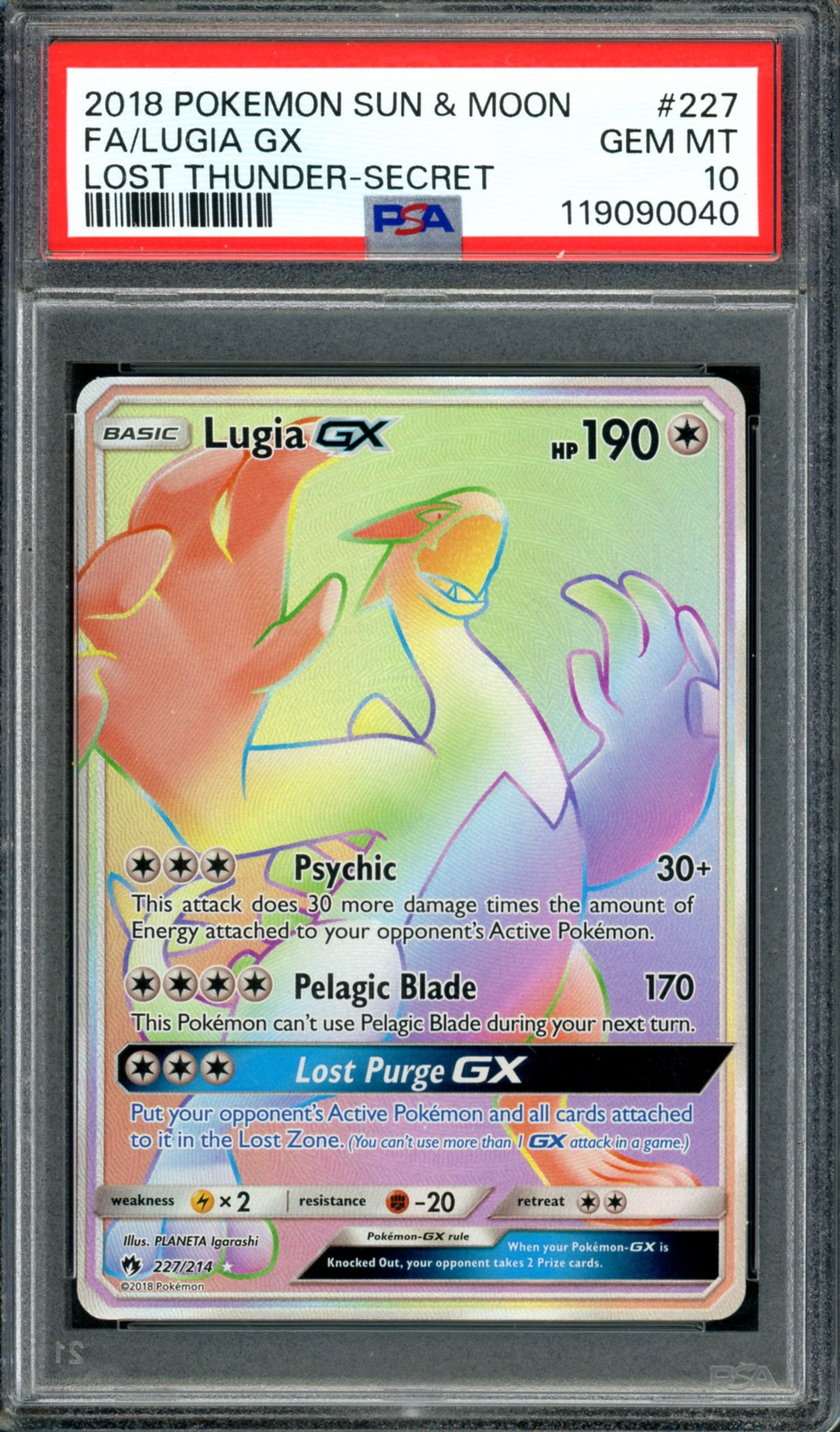 PSA 10 Lugia GX (227/214) [Lost Thunder]