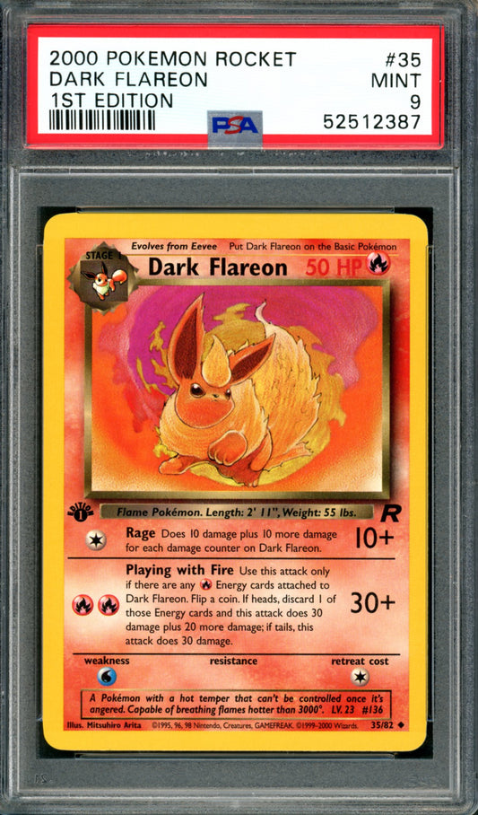 PSA 9 1st Edition Dark Flareon (35/82) [Team Rocket]