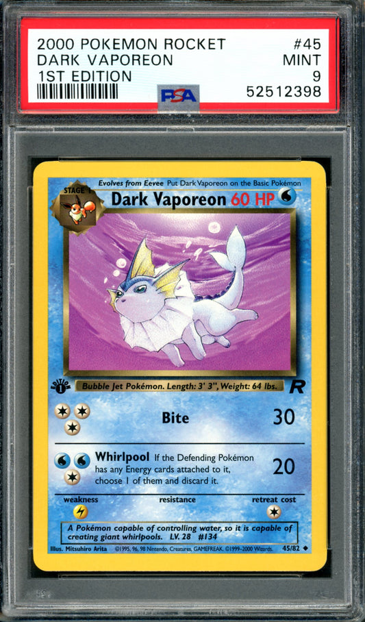 PSA 9 1st Edition Dark Vaporeon (45/82) [Team Rocket]