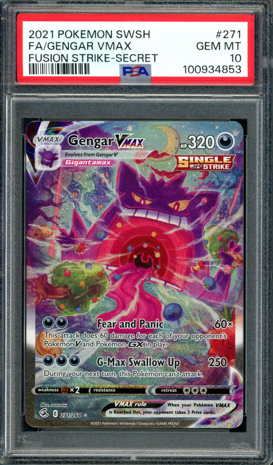 PSA 10 Gengar VMAX (271/264) [Fusion Strike]