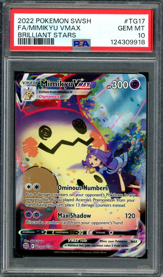 PSA 10 Mimikyu VMAX (TG17/TG30) [Brilliant Stars]
