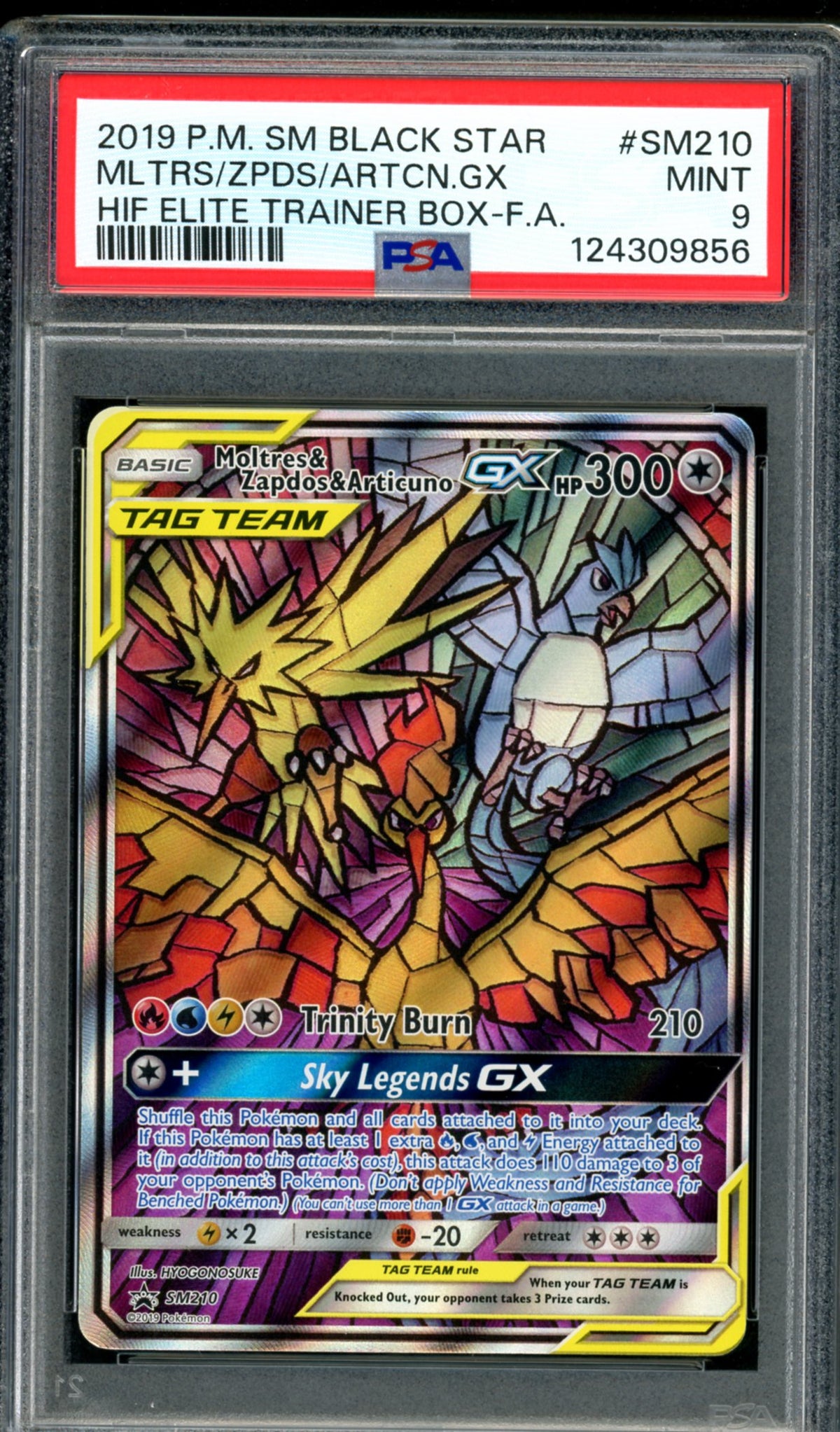 PSA 9 Moltres & Articuno & Zapdos GX (SM210) [Black Star Promo]